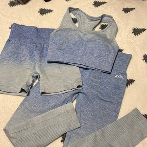 Be AYBL 3 Piece Bundle Workout Set ombré blue